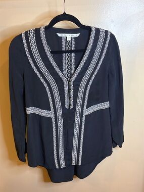 Veronica Beard Loreto 100% Silk Embroidered Tunic